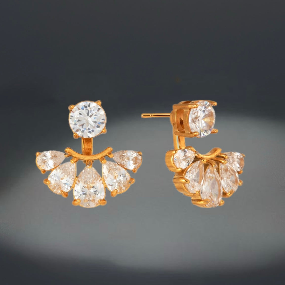 Boucles Crystal Bloom - acier inoxydable plaqué or