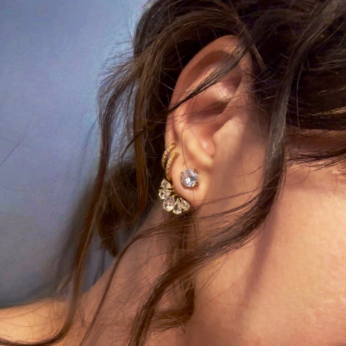 Boucles Crystal Bloom - acier inoxydable plaqué or