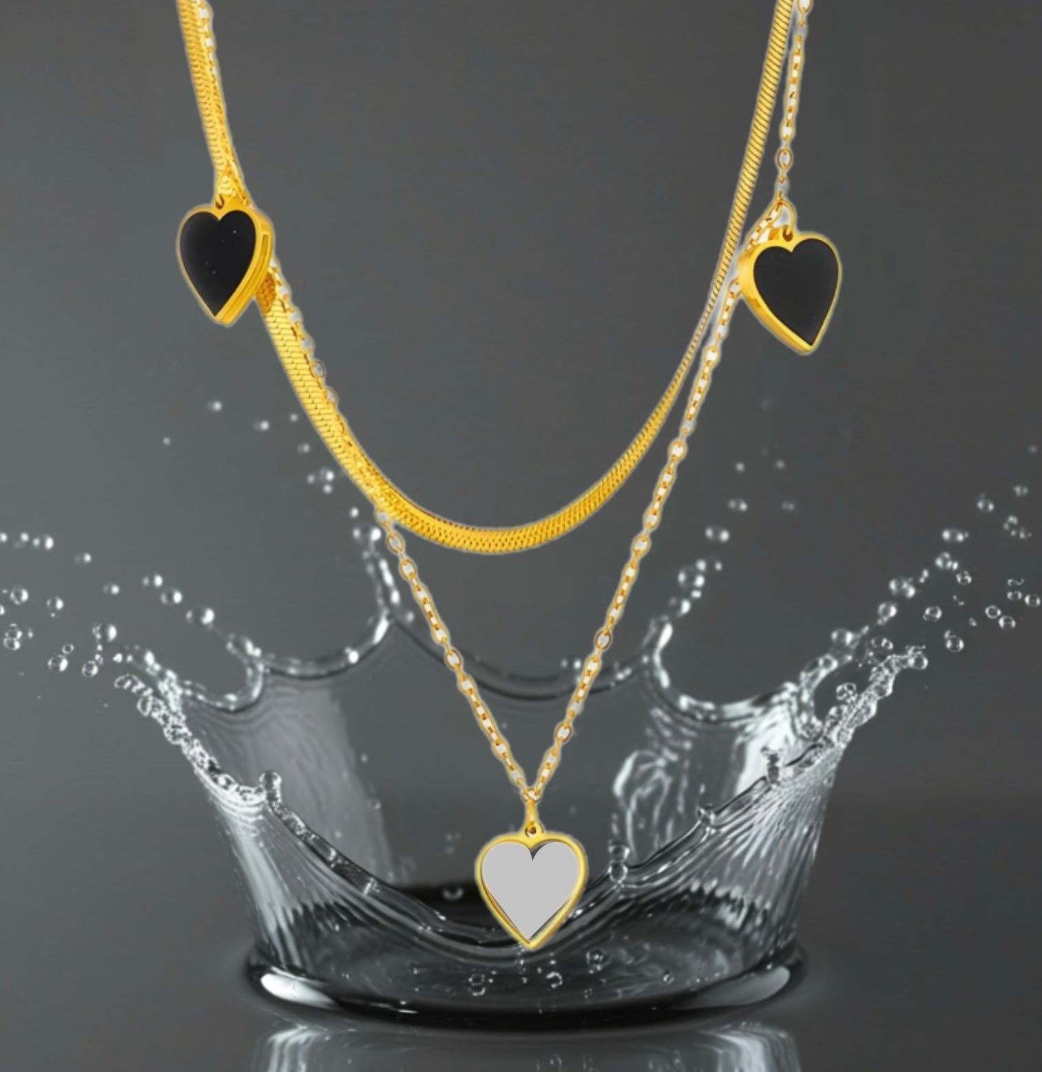 Collier Black and white - acier inoxydable