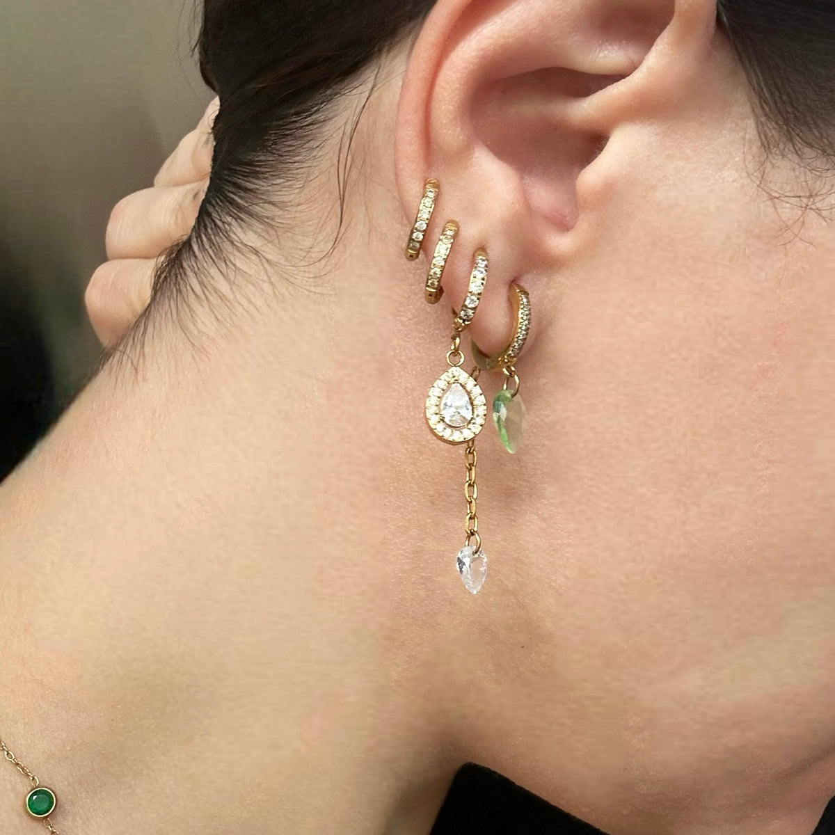 Boucles Jade - acier inoxydable plaqué or