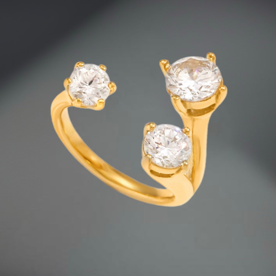 Bague Trinity - Acier inoxydable plaqué or