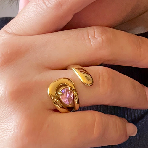 Bague Petal Rose - acier inoxydable
