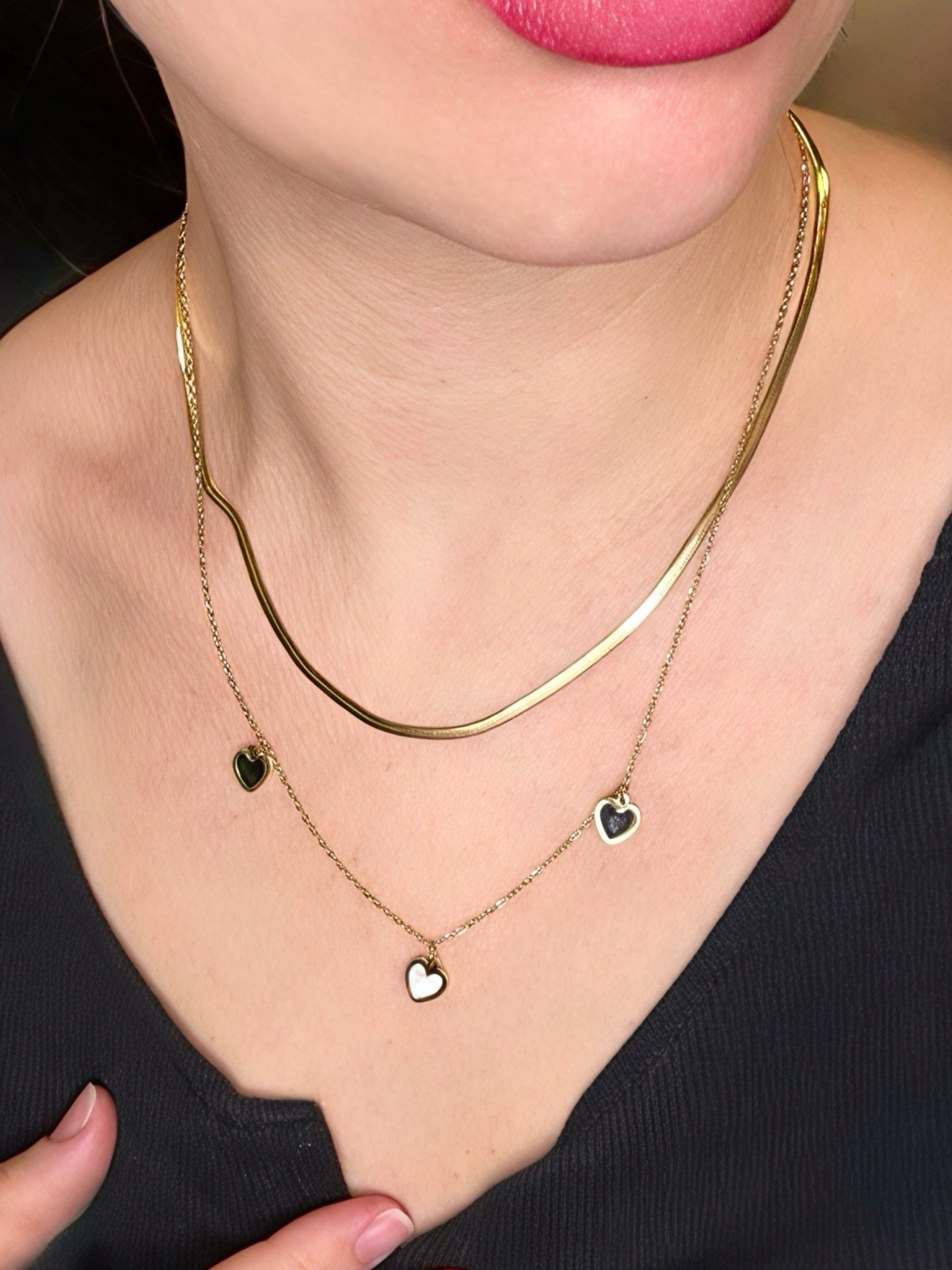 Collier Black and white - acier inoxydable